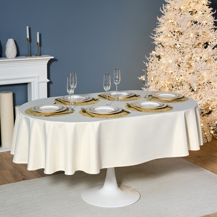 Скатерть  160х220 cm овальная, "феерия. золото", цвет: бежевый, tm lefard, полиэстер 100% (кор=20шт. Lefard (986-003-28)