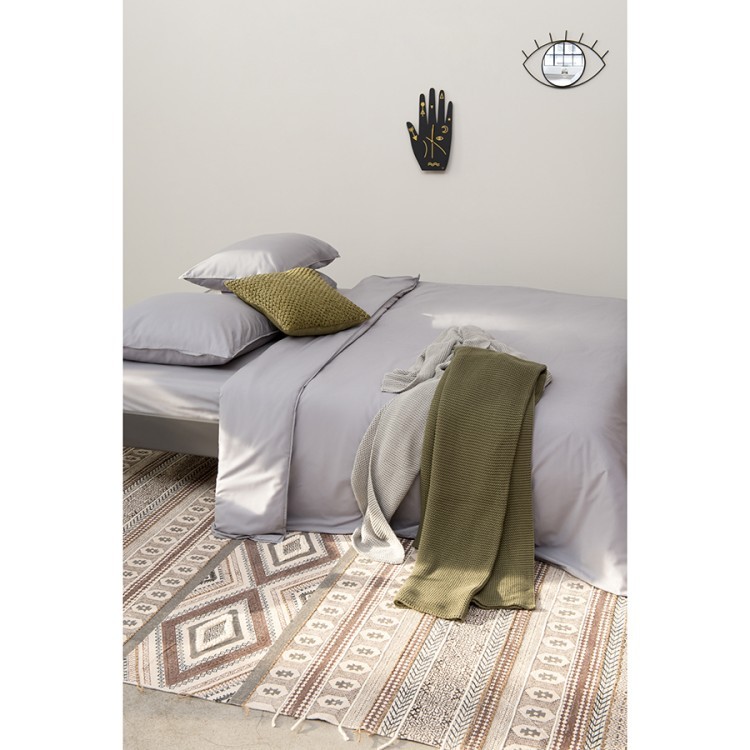 Комплект постельного белья полутораспальный серого цвета из органического стираного хлопка из коллекции essential (69372)