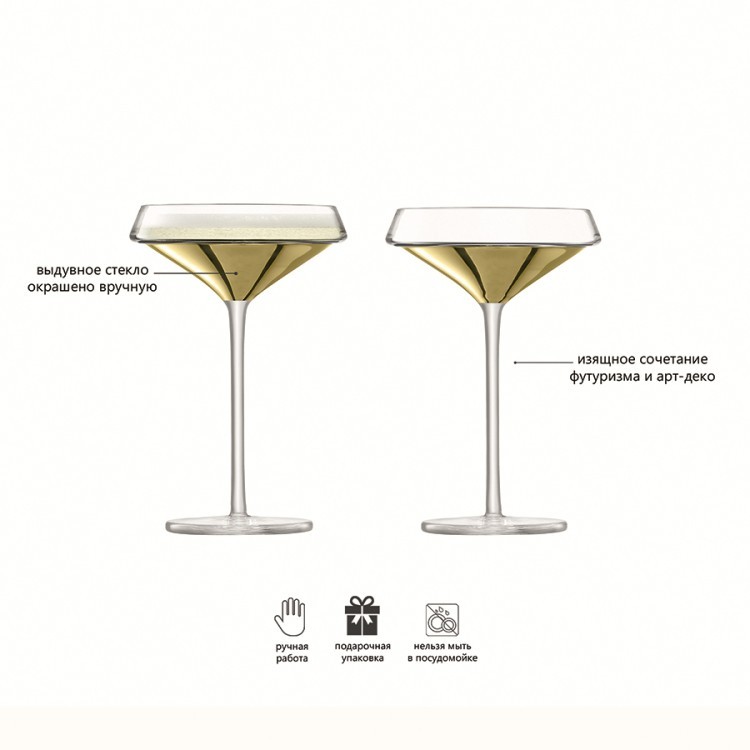 Набор из 2 бокалов-креманок для шампанского space 240 мл золото (62744)