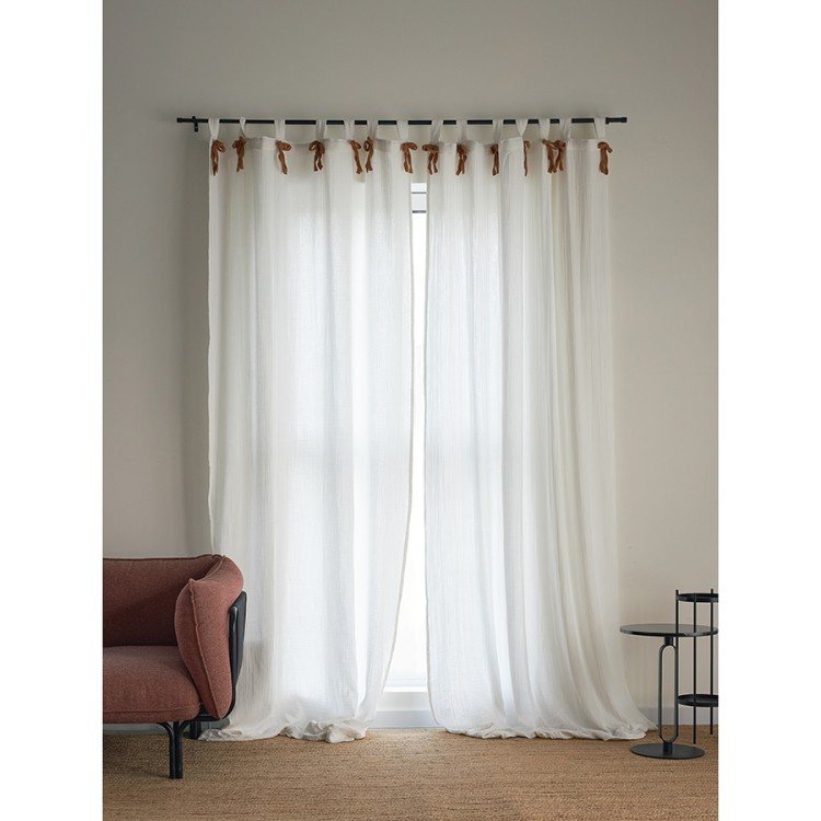 Штора из муслина с декором цвета карри из коллекции essential, 150х290 см (77783)