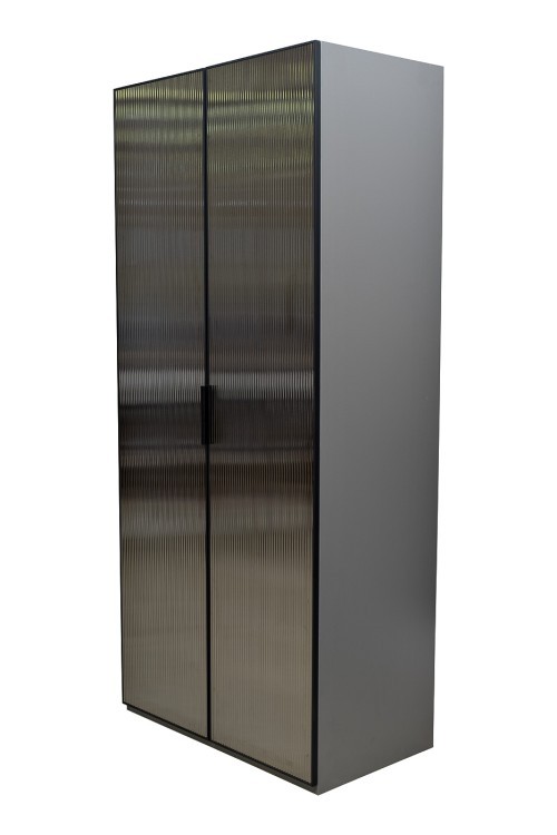 GD-10012-6-2 Шкаф Alto двухд c выдвиж ящик, цвет серый Кобальт, двер стекло(рифленое) 100*57*230.5см (TT-00016269)