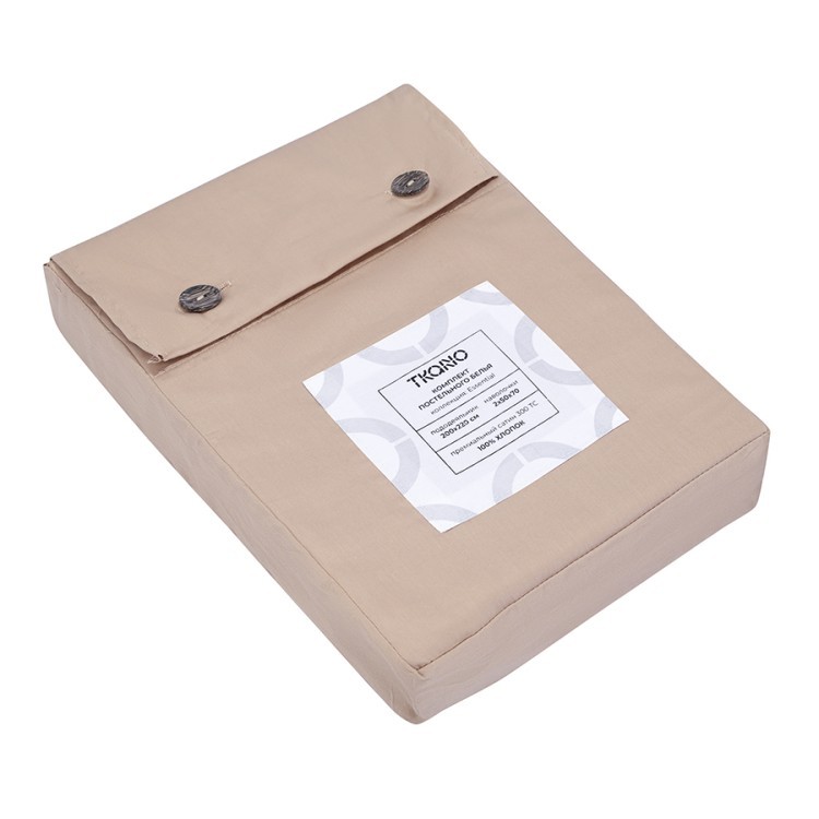 Комплект постельного белья из премиального сатина бежевого цвета из коллекции essential, 200х220 см (79817)