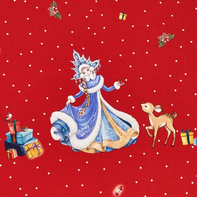 Скатерть овальная "с новым годом" 140х300см ,красный, 100% хлопок,твил пропитка Lefard (850-763-42)