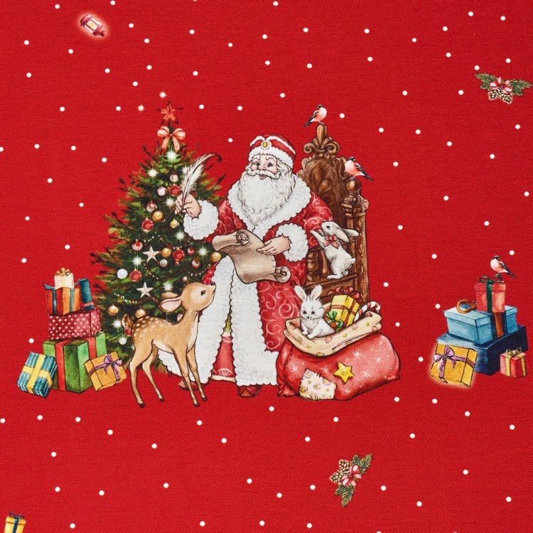 Скатерть овальная "с новым годом" 140х300см ,красный, 100% хлопок,твил пропитка Lefard (850-763-42)