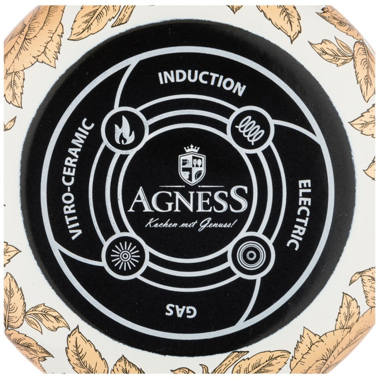 Кастрюля agness эмалированная с крышкой, серия ренессанс 3,8л, диа.20см подходит для индукцион.плит Agness (950-155)