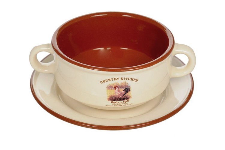Суповая чашка на блюдце Деревенское утро Terracotta ( TLY923-CO-AL )