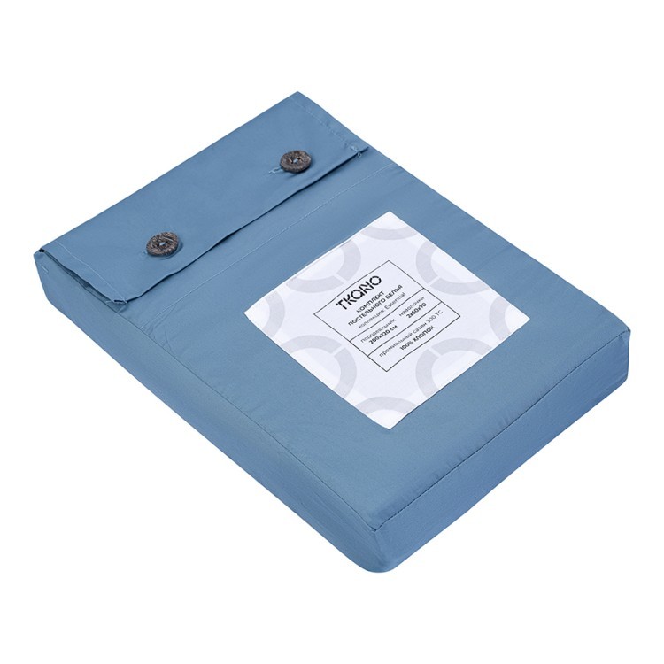 Комплект постельного белья из премиального сатина джинсово-синего цвета из коллекции essential, 200х (79819)