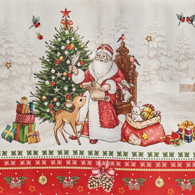 Скатерть  овальная  "с новым годом" ,140х180см ,красный, 100% хлопок ,твил Lefard (850-763-4)