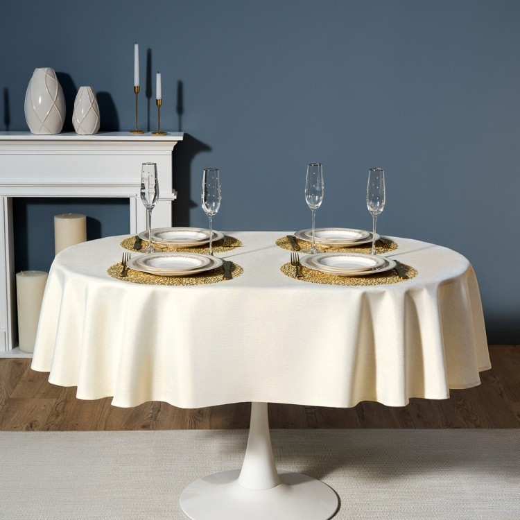 Скатерть  140х180 cm овальная, "феерия. золото", цвет: бежевый, tm lefard, полиэстер 100% (кор=28шт. Lefard (986-003-27)