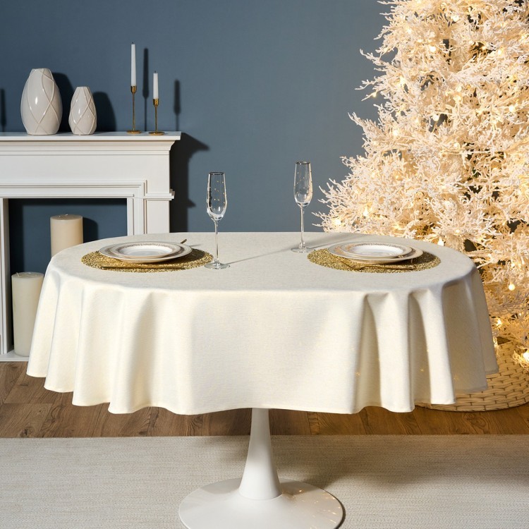 Скатерть  140х180 cm овальная, "феерия. золото", цвет: бежевый, tm lefard, полиэстер 100% (кор=28шт. Lefard (986-003-27)