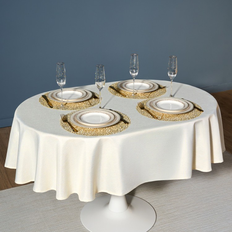 Скатерть  140х180 cm овальная, "феерия. золото", цвет: бежевый, tm lefard, полиэстер 100% (кор=28шт. Lefard (986-003-27)