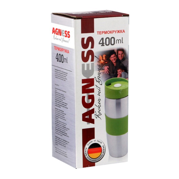 Термокружка agness 360 мл с кнопкой стоппером Agness (709-032)