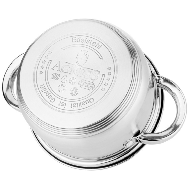 Набор кастрюль agness со стекл.крышками 6пр.1,7/3,5/5,5 л. размер 16x9,5/20x12.5/ 24x13.5 см Agness (937-505) Набор кастрюль agness со стекл.крышками 6пр.1,7/3,5/5,5 л. размер 16x9,5/20x12.5/ 24x13.5 см Agness (937-505)