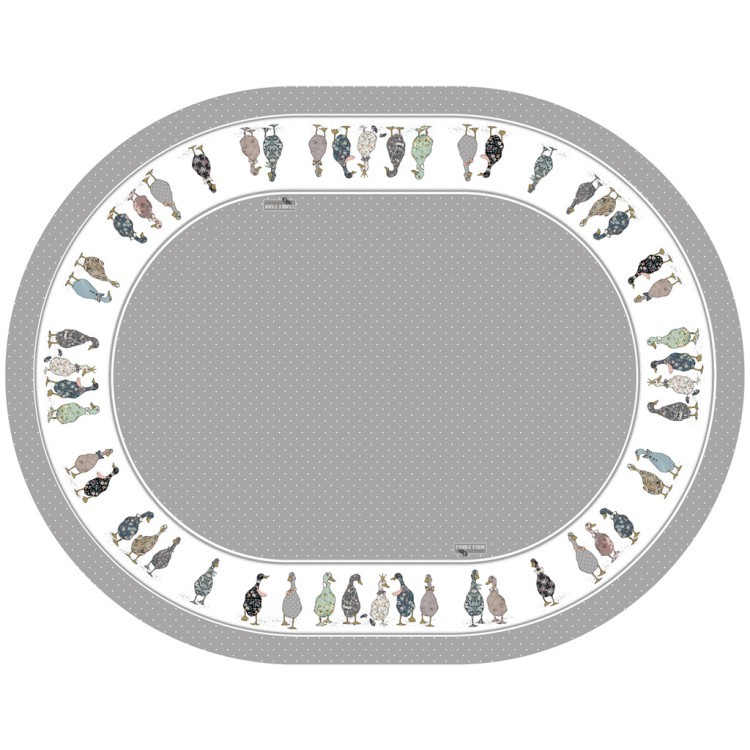Скатерть овальная "family farm",140х180см, серый 100% хлопок,твил c пропиткой Lefard (850-750-4)