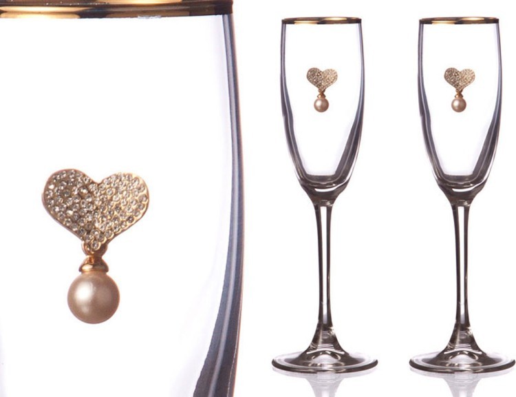 Набор бокалов для шампанского из 2 шт. с золотой каймой 170 мл. Оптпромторг ООО (802-510-12)