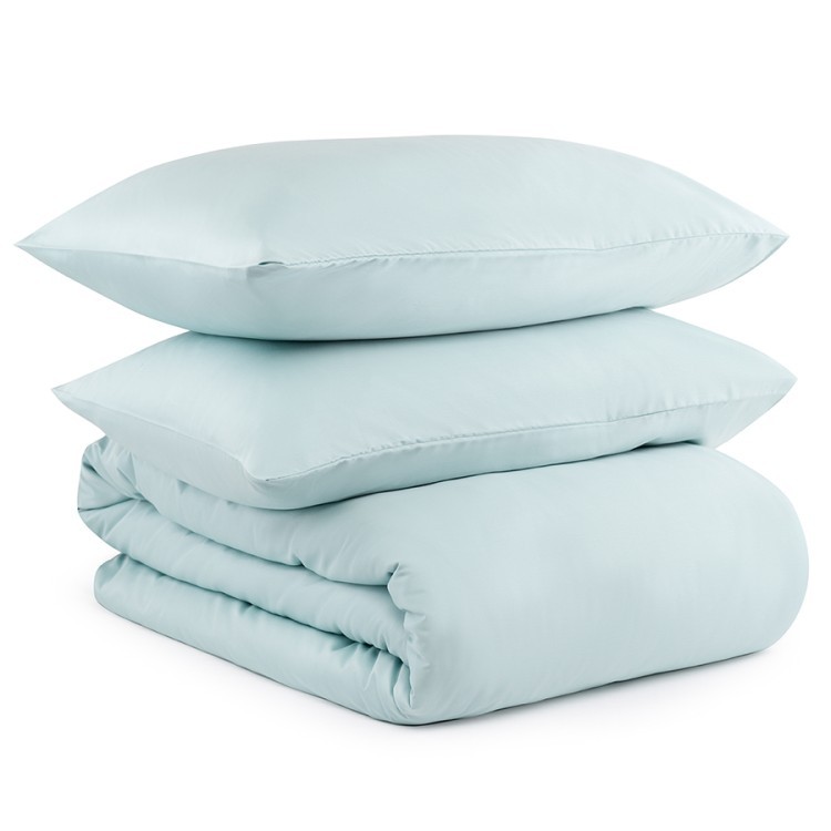 Комплект постельного белья двуспальный из сатина голубого цвета из коллекции essential (70517)