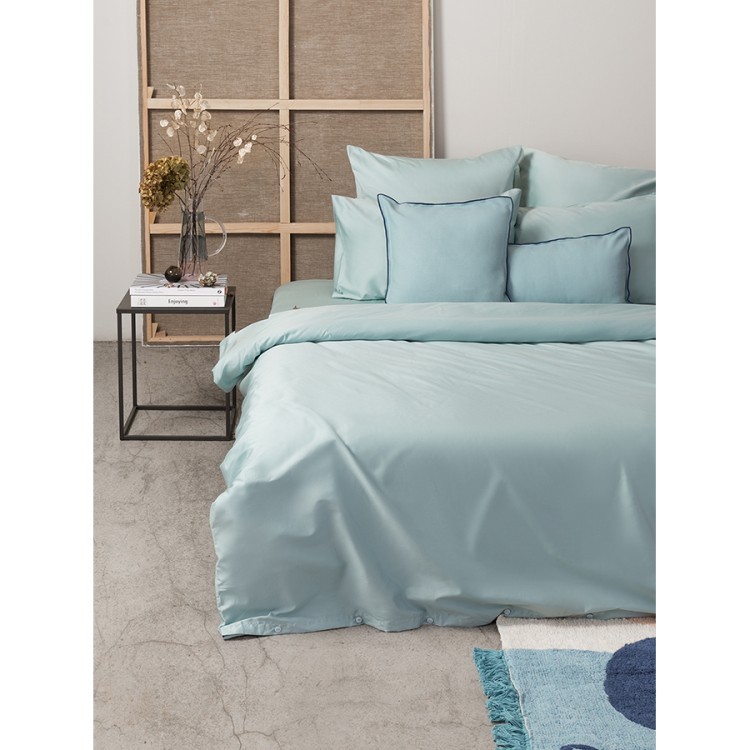 Комплект постельного белья двуспальный из сатина голубого цвета из коллекции essential (70517)