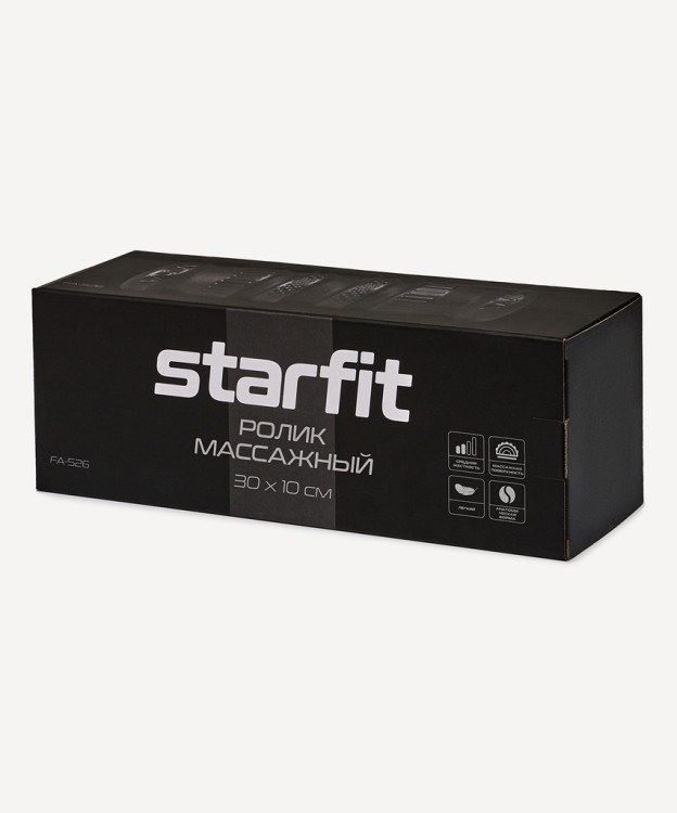 Ролик массажный STARFIT FA-526, PU, средняя жесткость, 30x10 см, черный (2108089)