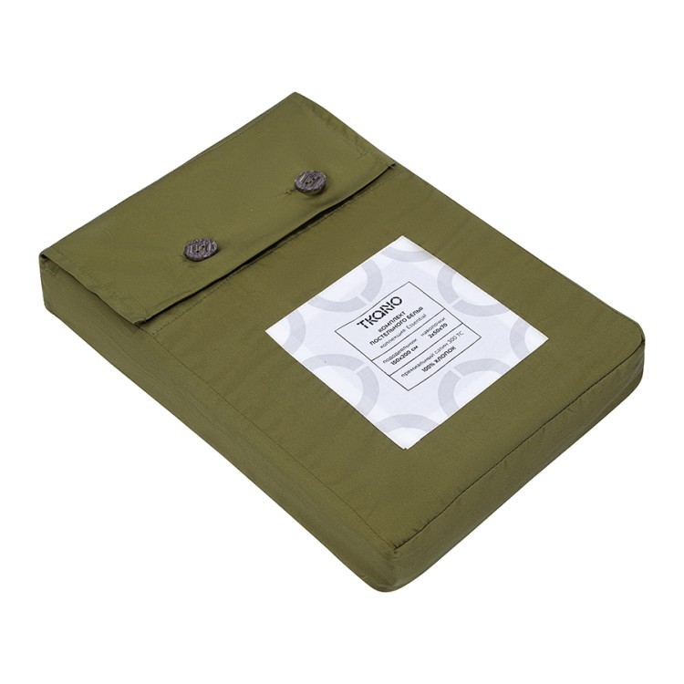 Комплект постельного белья из премиального сатина оливкового цвета из коллекции essential, 150х200 с (79820)