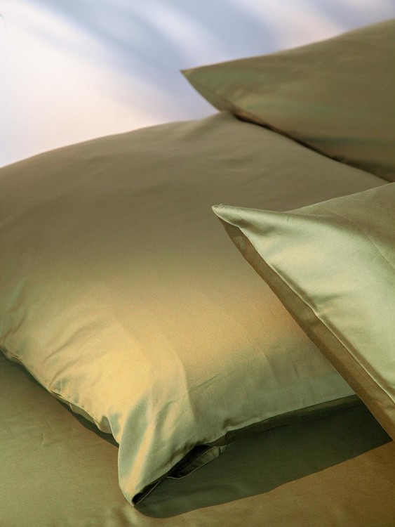 Комплект постельного белья из премиального сатина оливкового цвета из коллекции essential, 150х200 с (79820)