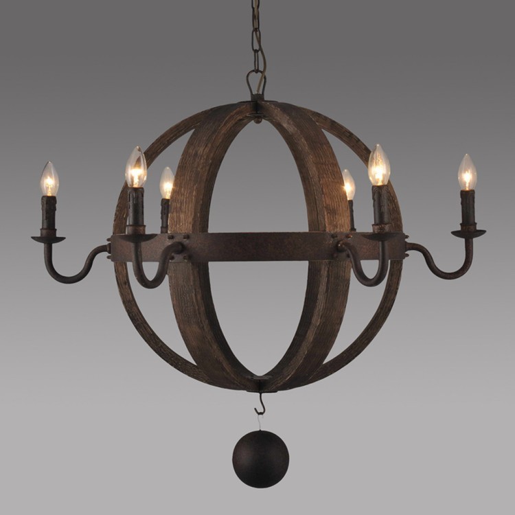 Люстра MD2002-6LRR-DAC, 93, металл, дерево, Rustic, ROOMERS FURNITURE