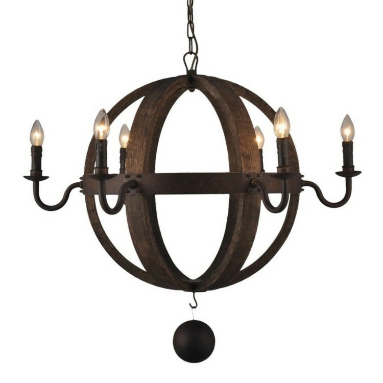 Люстра MD2002-6LRR-DAC, 93, металл, дерево, Rustic, ROOMERS FURNITURE