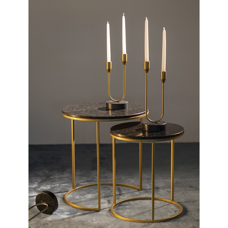 Набор из 2-х кофейных столиков hans, D40 см и D50 см, черный мрамор (76902)