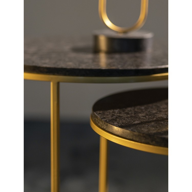 Набор из 2-х кофейных столиков hans, D40 см и D50 см, черный мрамор (76902)