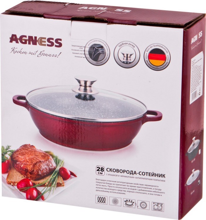 Сковорода-сотейник agness с крышкой, индукция, 28*12 см 3,6 л Agness (932-241) Сковорода-сотейник agness с крышкой, индукция, 28*12 см 3,6 л Agness (932-241)
