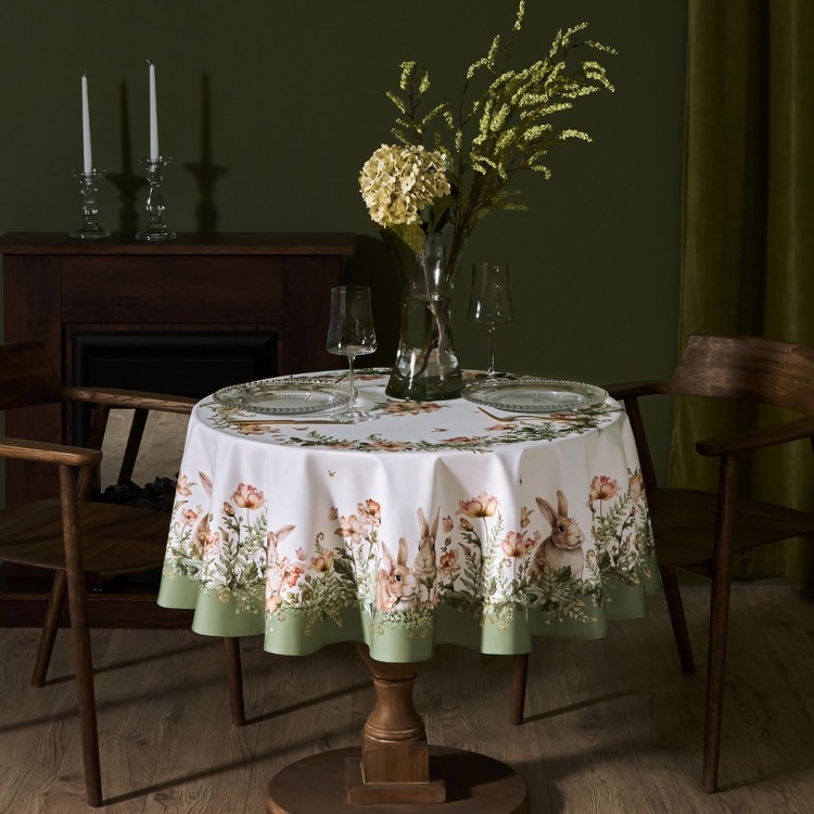 Скатерть круглая "sense" 150см ,зеленый 100%хлопок, твил с пропиткой Lefard (850-753-23)