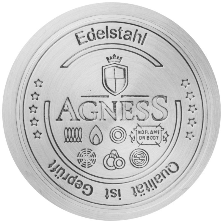 Кастрюля agness со стеклянной крышкой, нерж.сталь, серия red marble 3,5л 20х11,5см Agness (937-322)