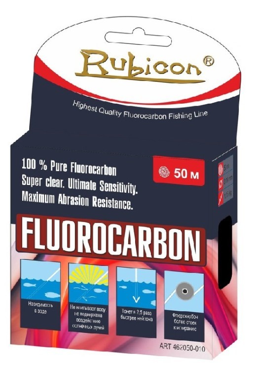 Леска флюорокарбон Rubicon 0,10мм 50м прозрачная 462050-010 (76074)