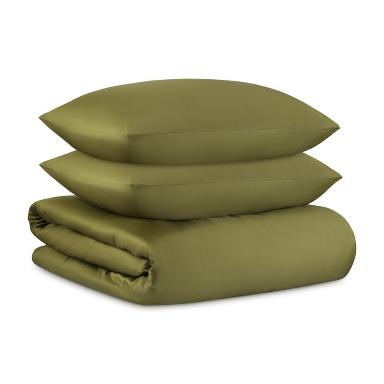 Комплект постельного белья из премиального сатина оливкового цвета из коллекции essential, 200х220 с (79821)