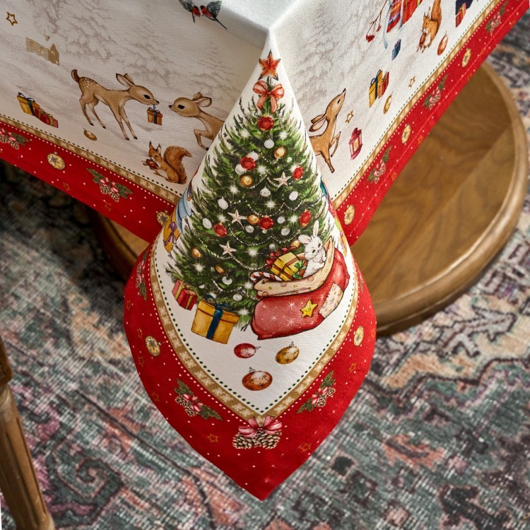 Скатерть "с новым годом" 110х140см ,красный, 100% хлопок,твил пропитка Lefard (850-763-20)