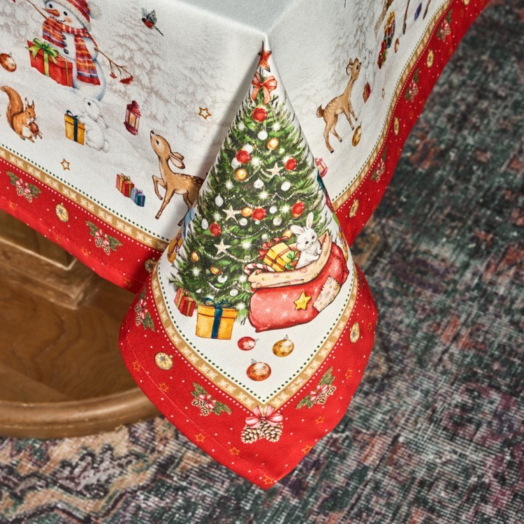 Скатерть "с новым годом" 110х140см ,красный, 100% хлопок,твил пропитка Lefard (850-763-20)