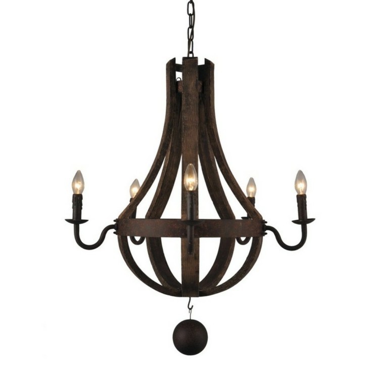 Люстра MD2004-5LRR-DAC, 75, металл, дерево, Rustic, ROOMERS FURNITURE