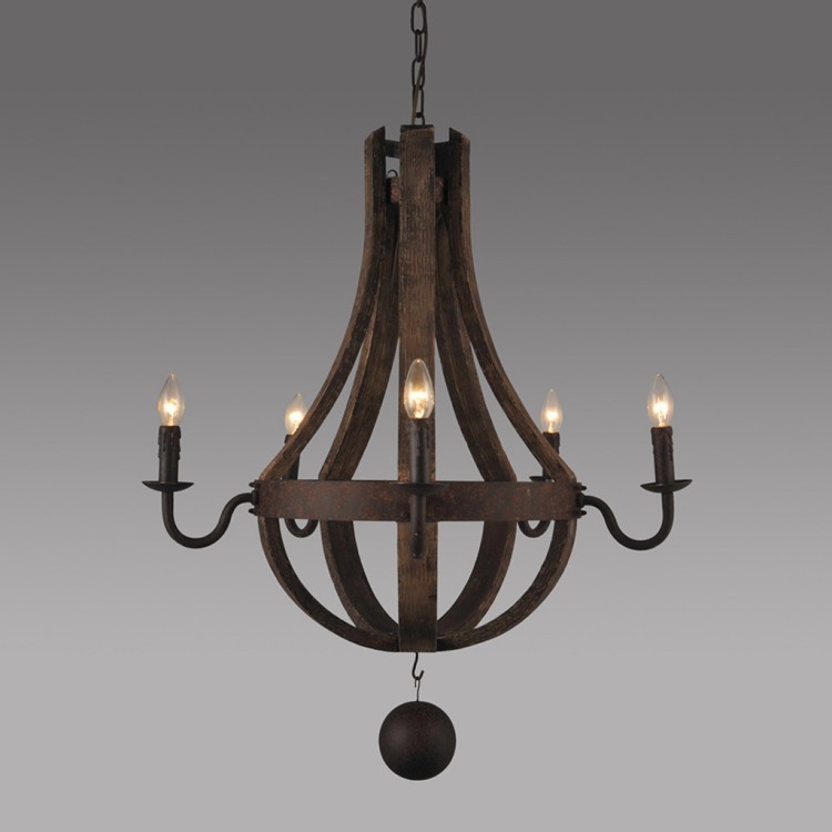 Люстра MD2004-5LRR-DAC, 75, металл, дерево, Rustic, ROOMERS FURNITURE