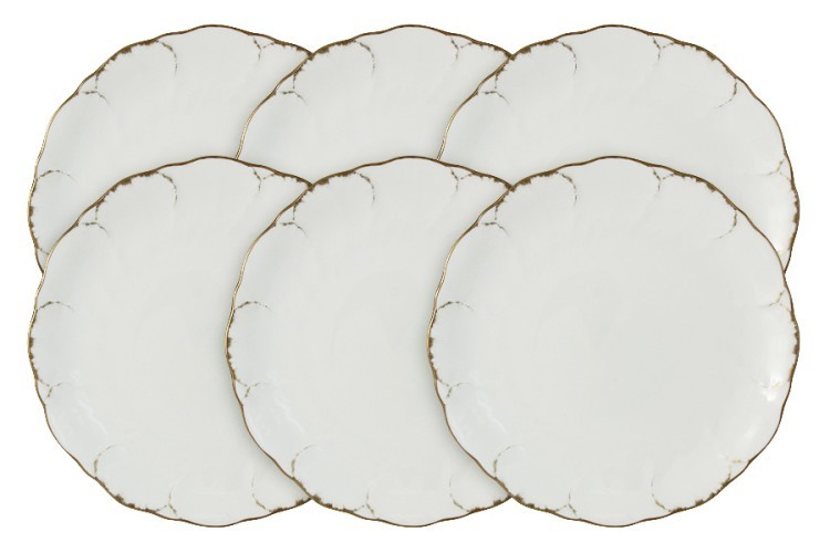 Набор из 6 закусочных тарелок Белый с золотом - N8968-51672GBAL Narumi