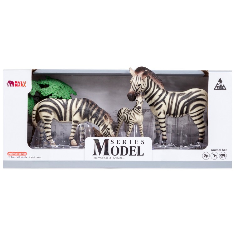 Набор фигурок животных серии "Мир диких животных": Семья зебр, 5 предметов (MM201-009)