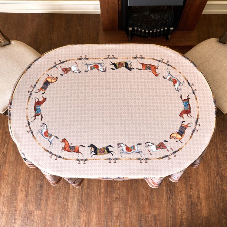 Скатерть овальная "passage"140х180см ,капучино, 100% хлопок,твил, пропитка Lefard (850-760-4)