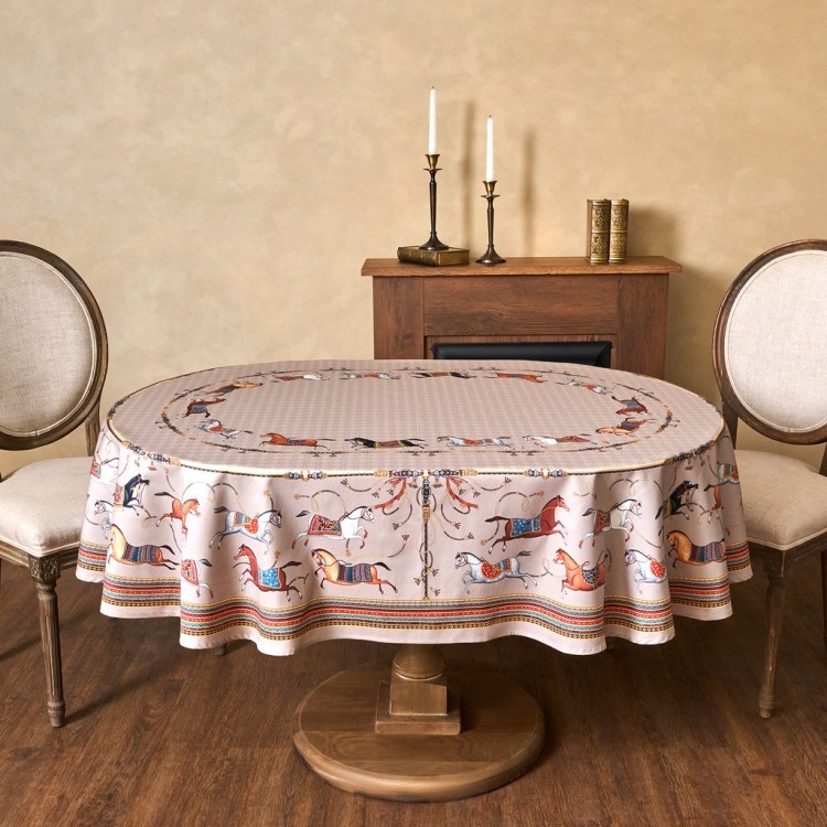 Скатерть овальная "passage"140х180см ,капучино, 100% хлопок,твил, пропитка Lefard (850-760-4)