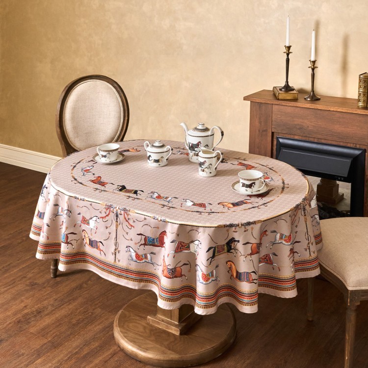 Скатерть овальная "passage"140х180см ,капучино, 100% хлопок,твил, пропитка Lefard (850-760-4)