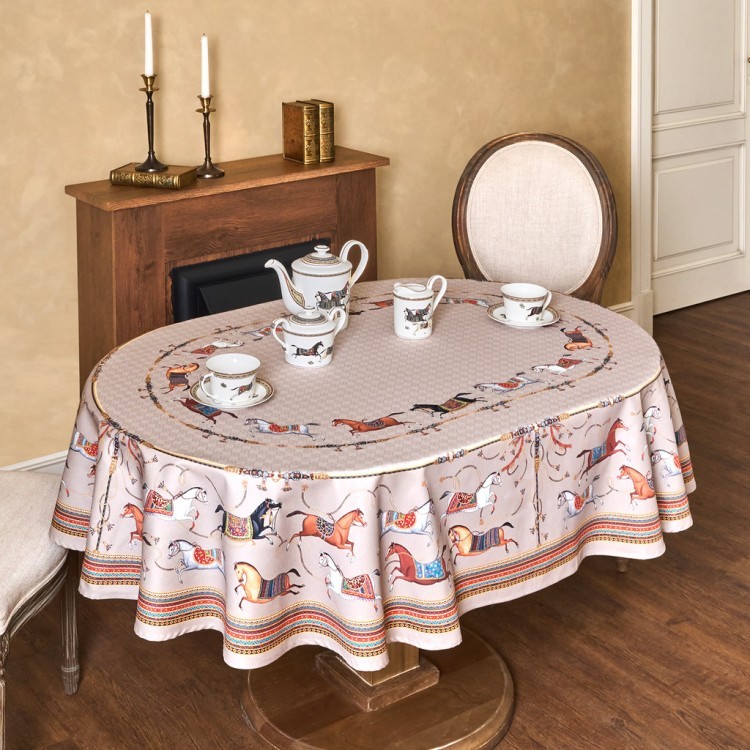 Скатерть овальная "passage"140х180см ,капучино, 100% хлопок,твил, пропитка Lefard (850-760-4)