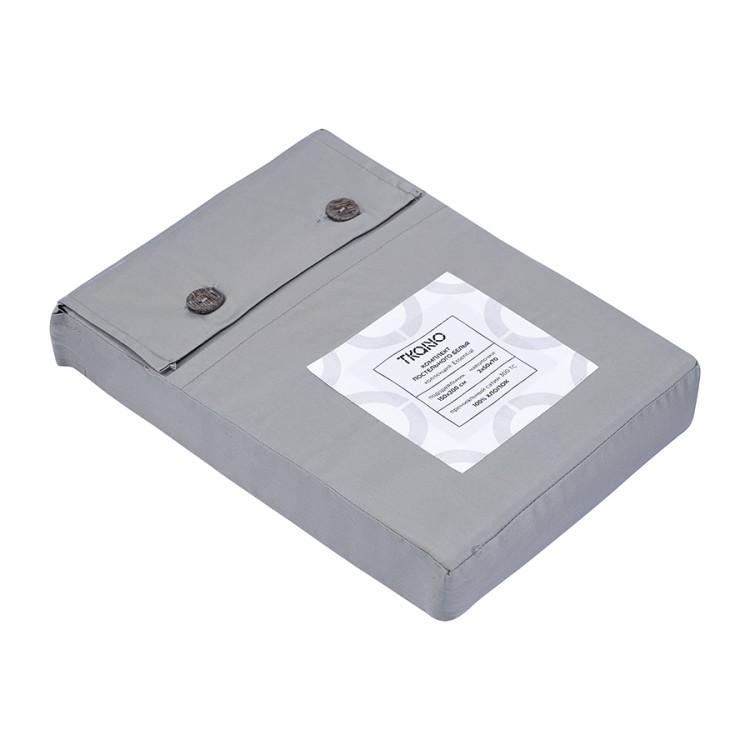 Комплект постельного белья из премиального сатина светло-серого цвета из коллекции essential, 150х20 (79822)