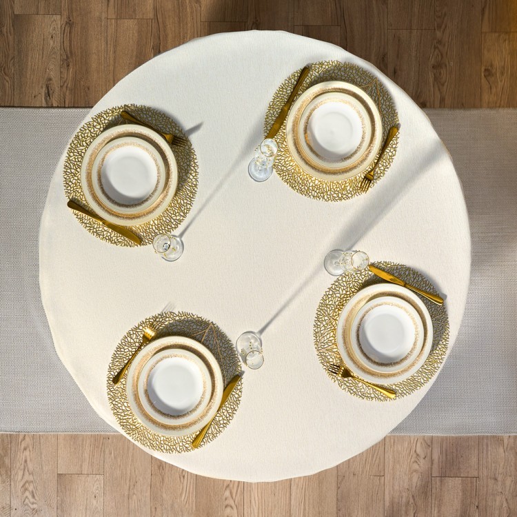 Скатерть  d190 cm круглая, "феерия. золото", цвет: бежевый, tm lefard, полиэстер 100% Lefard (986-003-25)