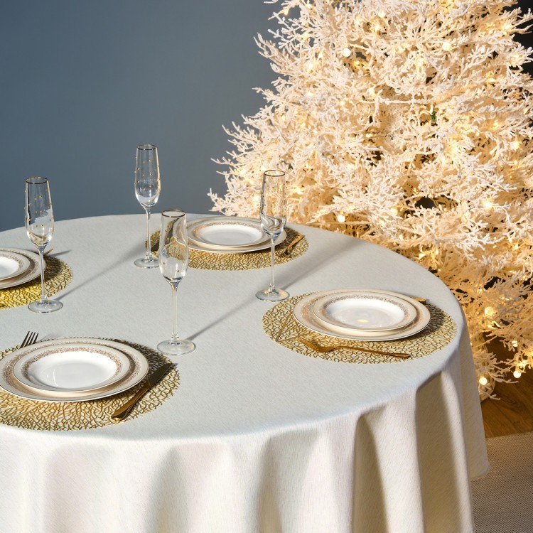 Скатерть  d190 cm круглая, "феерия. золото", цвет: бежевый, tm lefard, полиэстер 100% Lefard (986-003-25)