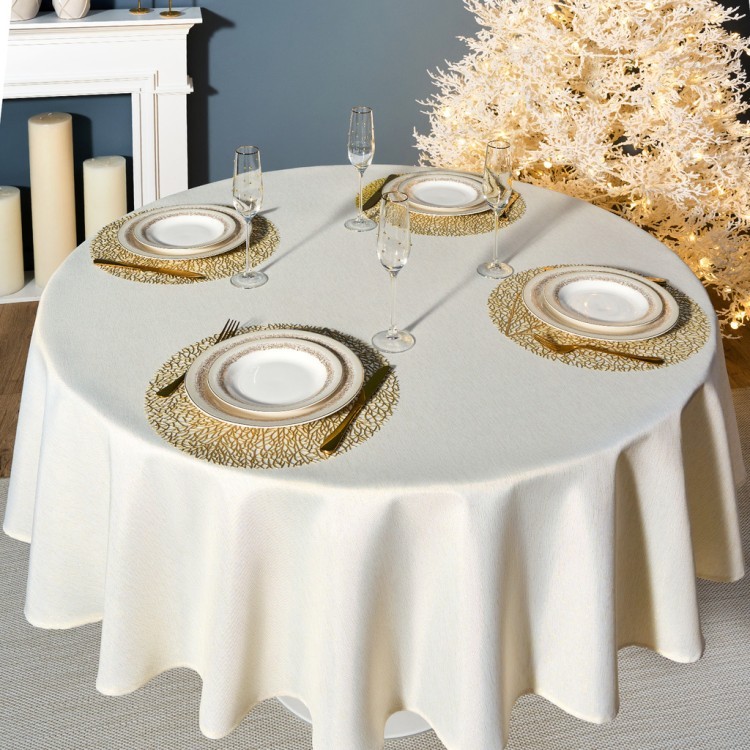 Скатерть  d190 cm круглая, "феерия. золото", цвет: бежевый, tm lefard, полиэстер 100% Lefard (986-003-25)
