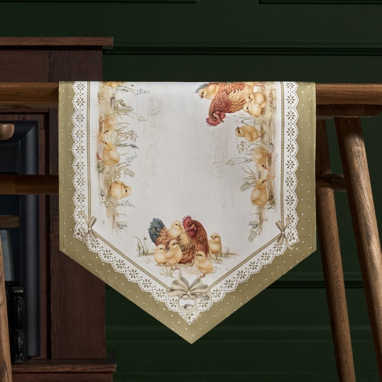 Дорожка "золотая курочка" 45х215см, 100% хлопок, твил Lefard (850-767-31)