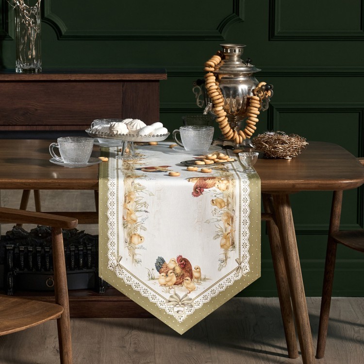 Дорожка "золотая курочка" 45х215см, 100% хлопок, твил Lefard (850-767-31)