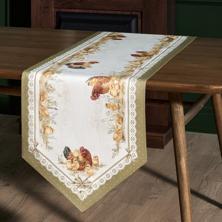 Дорожка "золотая курочка" 45х215см, 100% хлопок, твил Lefard (850-767-31)